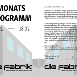 „die fabrik“ Monatsprogrammbroschüre außen
