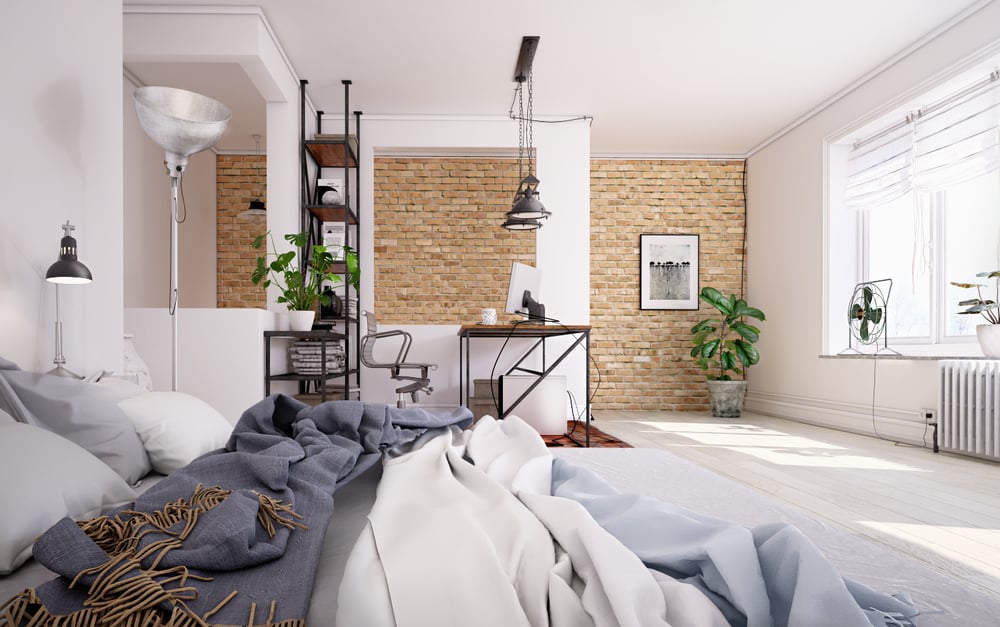 A bedroom, work space or a combination of both