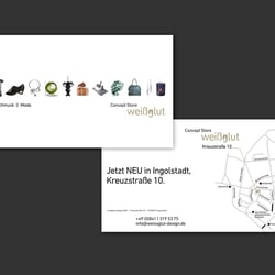 Logoentwicklung und Geschäftsausstattung mit Werbemittel und Webseite weißglut design (www.weißglut-design.de)