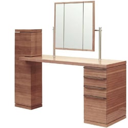 Vanity desk / French walnut glossy veneer / 2 drawers / 1 cabinet / 75 × 150 × 50 cm