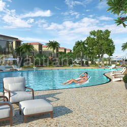 3D-Rendering Exterior Resort und Pool