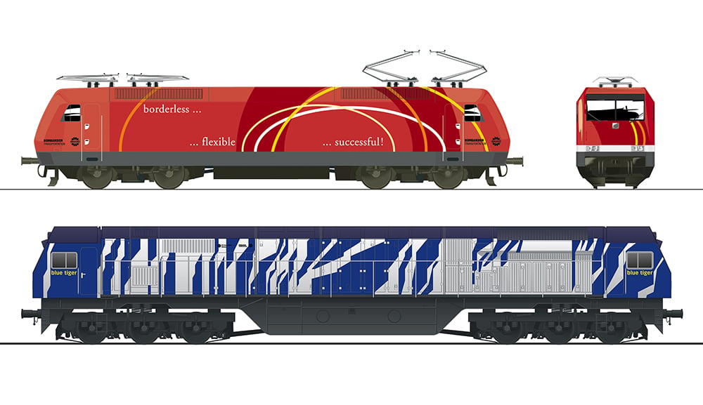 Schienenfahrzeugmesse »Innotrans« · Entwürfe Blue Tiger und BR 185