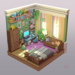 Bedroom 3D stylized