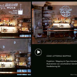 Mapping / Animation / Projektion von Handlettering Typo und Illustration mit Drink-Sponsoring