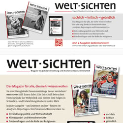 Print-Anzeigen für das Magazin WELT-SICHTEN
