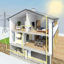 Haus Schnitt mit Solar Energie