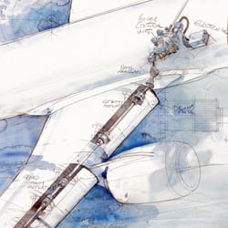 Aerospace, pencil and watercolour