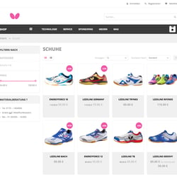 eShop-Kategorieseite (Sportartikelmarketing)