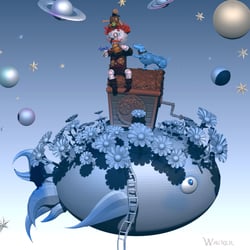 inspirierter Erfinder und Wunderfisch