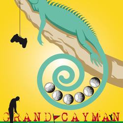 Leguana bewachen den Golfplatz auf den Cayman-Inseln