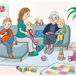 Familie zuhause