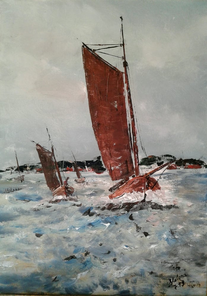 Zingster Regatta 2019, Aclyl auf Leinwand 40×60, gespachtelt, 2019 / -verkauft-