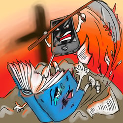 Meme: Smartphone killt Buch