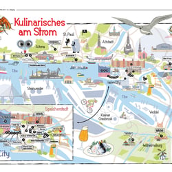 Illustration für eine Doppelseite der HafenCity Zeitung