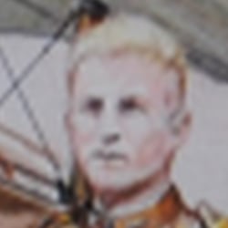 Lieutenant Frank Luke mit SPAD 1917 Frankreich / Buntstifte auf Malkarton