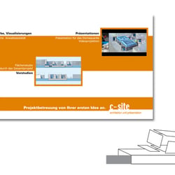 Flyer für c-site, Berlin und Logoentwurf