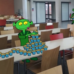 Aliens in der Mensa (Illustration für den Englischunterricht einer Kollegin)