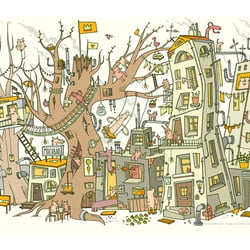 Wimmelbild Häuschen im Grünen