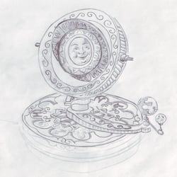 Skizze für Sonnenuhr im Computerspiel Anno 1701