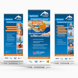 diverse Rollup-Banner für die Schwimmschule Flipper