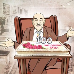 100ster Geburtstag – Thema: Atze Brauner, ARD Magazin Kontraste, Illustration: Heidi Kull