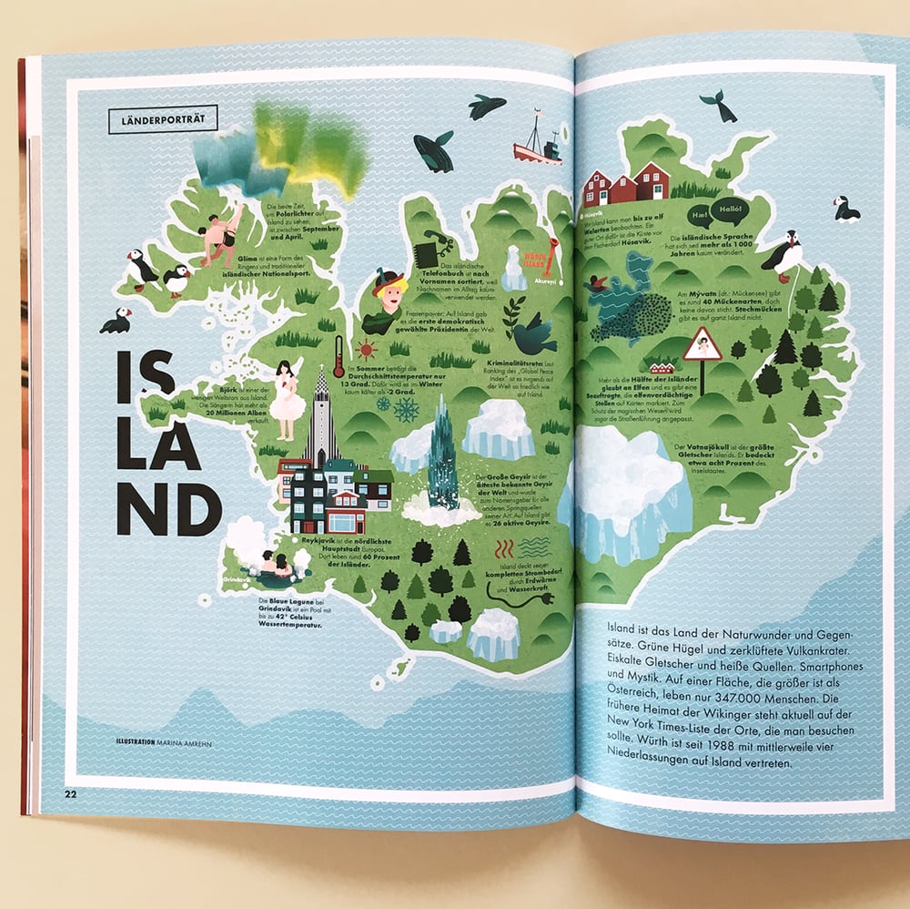 Illustrierte Karte von Island