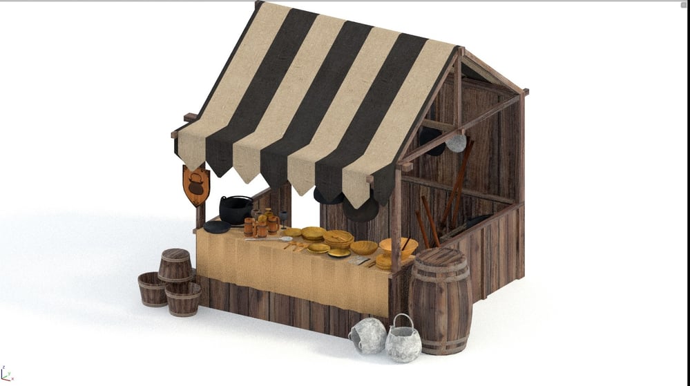 Market stall in Middle ages.