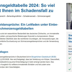 Schmerzensgeldtabelle 2024