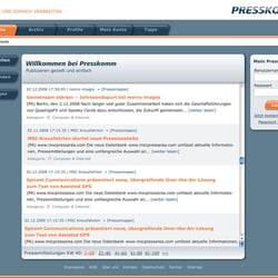 Entwurf für eine Website der Firma Presskomm
