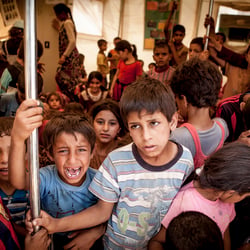 kids in a refugee camp
