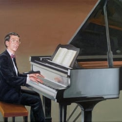 Am Flügel Öl auf Leinwand, 35×45 cm
