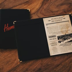 Hemingway Cocktail Bar Menu Inside Cover