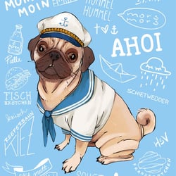 Paul der Mops Hamburg Postkarte