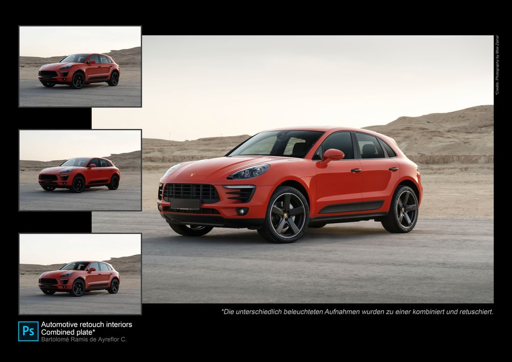 Automotive retouch postproduction / Plates combination