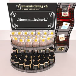Nussmischung Kreation und Illustration Counter Merchandiser