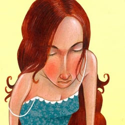 writing red-haired girl