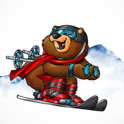 Bär, Maskottchen des Skigebiets Baoqing (China)