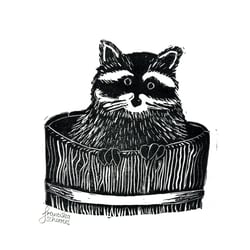 Linoldruck Waschbär