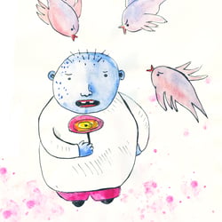 Blue boy, ink & watercolour 2008