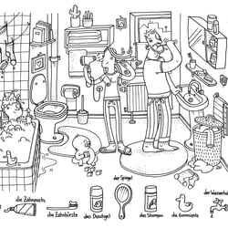 #Illustratorenfuerfluechtlinge „Im Badezimmer“