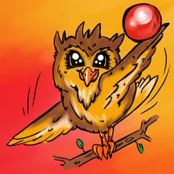 Maskottchen: Eule mit Ball (Turnverein)