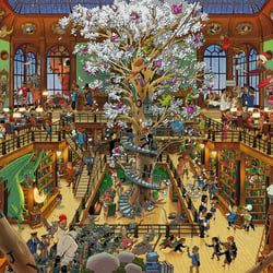 Wimmelbild für Heye Puzzles „Library“ – ganzes Motiv