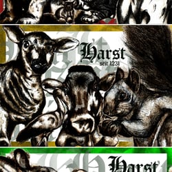 Tier-Plakate mit Tusche und Aquarell