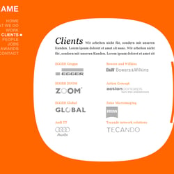 Corporate Website PLAYFRAME, Entwurf Innenseite