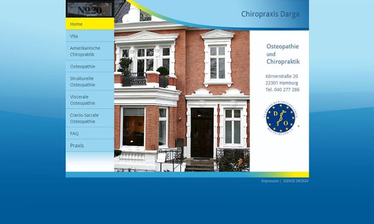 Webauftritt Peter Darga / Praxis für Chiropraktik und Osteopathie in Hamburg Winterhude