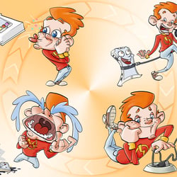 Cartoon: Smartphone-Sucht-Spirale (oder „Kinder von Heute“)
