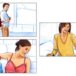Storyboard Buntstift/Markertechnik