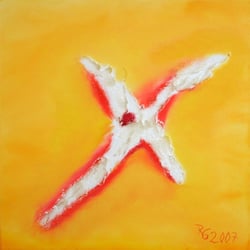 Kreuzigung Öl und Strukturpaste auf Leinwand 50 × 50 cm