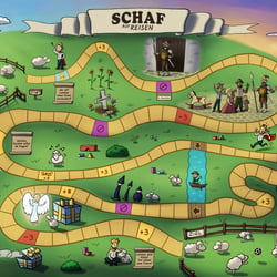 Spielbrett – Schaf auf Reisen