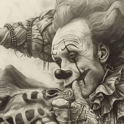 Giraffe an Clown
